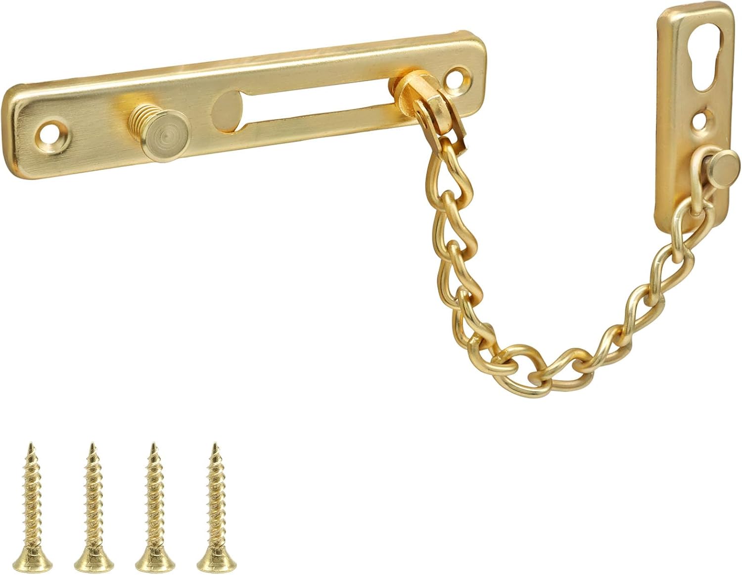 Heavy Duty Door Chain Lock with Mounting Screws, Stainless Steel Door Chain Guard for Front Doors, Pet Safe (Gold, 1 Pack) - Image 2