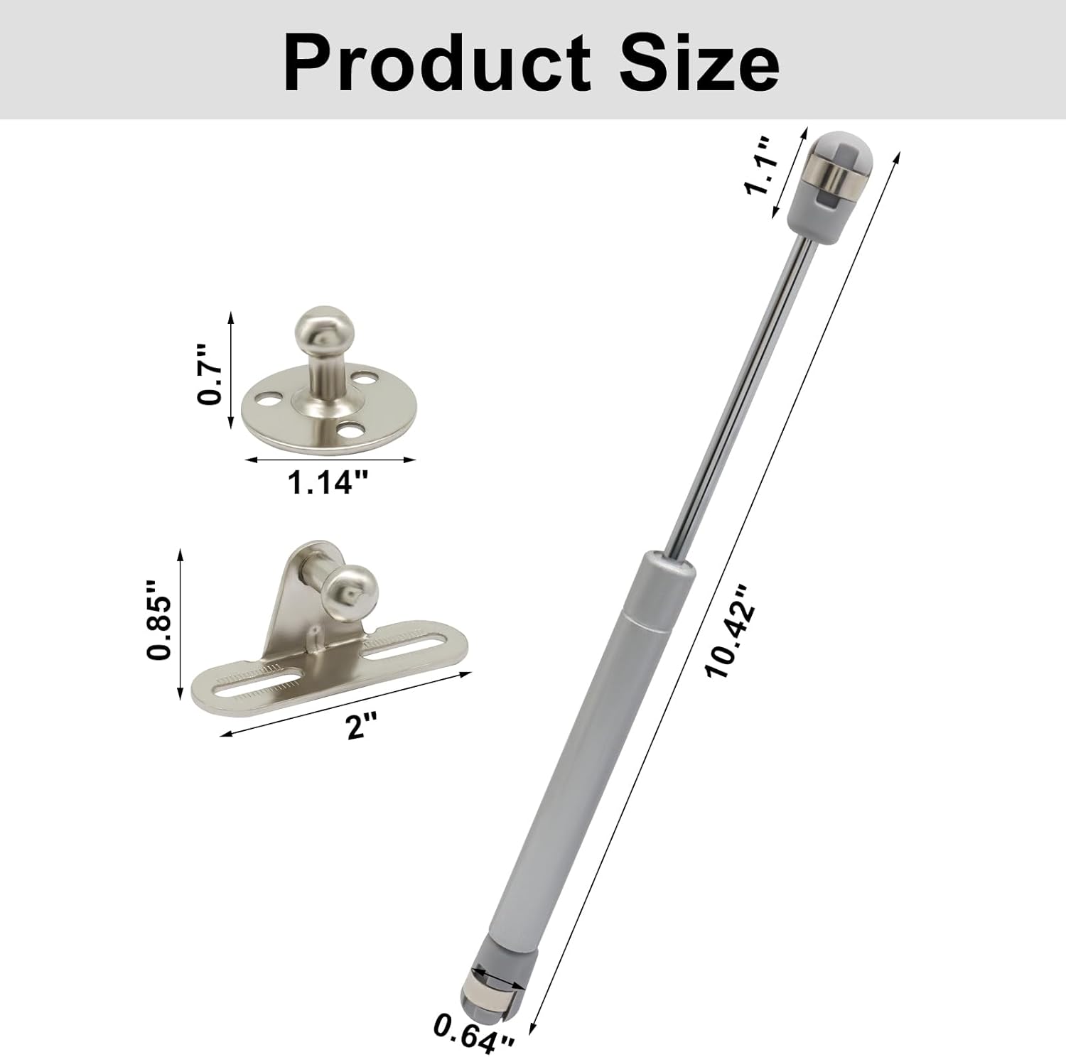 2 Pack 10 Inch Gas Struts, Silver 22LB Gas Spring Lift Support Strut for Truck Tool Box Lid RV Cabinet Door Boat Hatch - Image 3