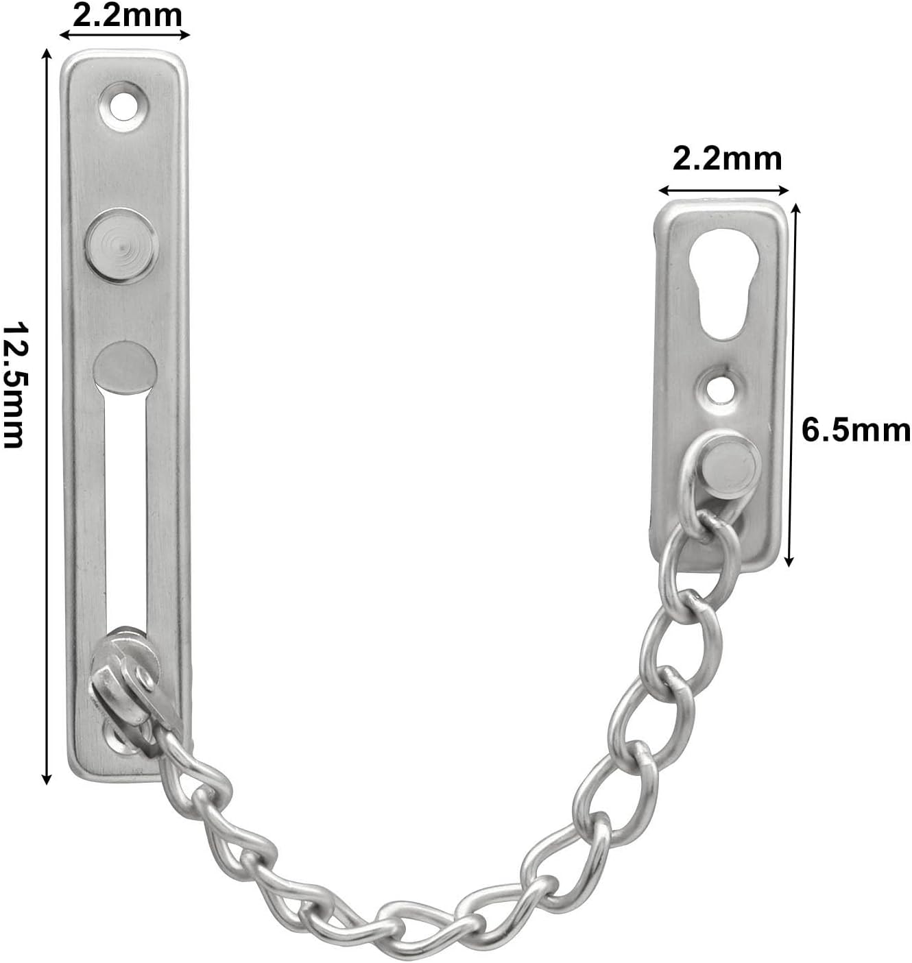 Heavy Duty Door Chain Lock with Mounting Screws, Stainless Steel Door Chain Guard for Front Doors, Pet Safe (Silver, 2 Pack) - Image 3