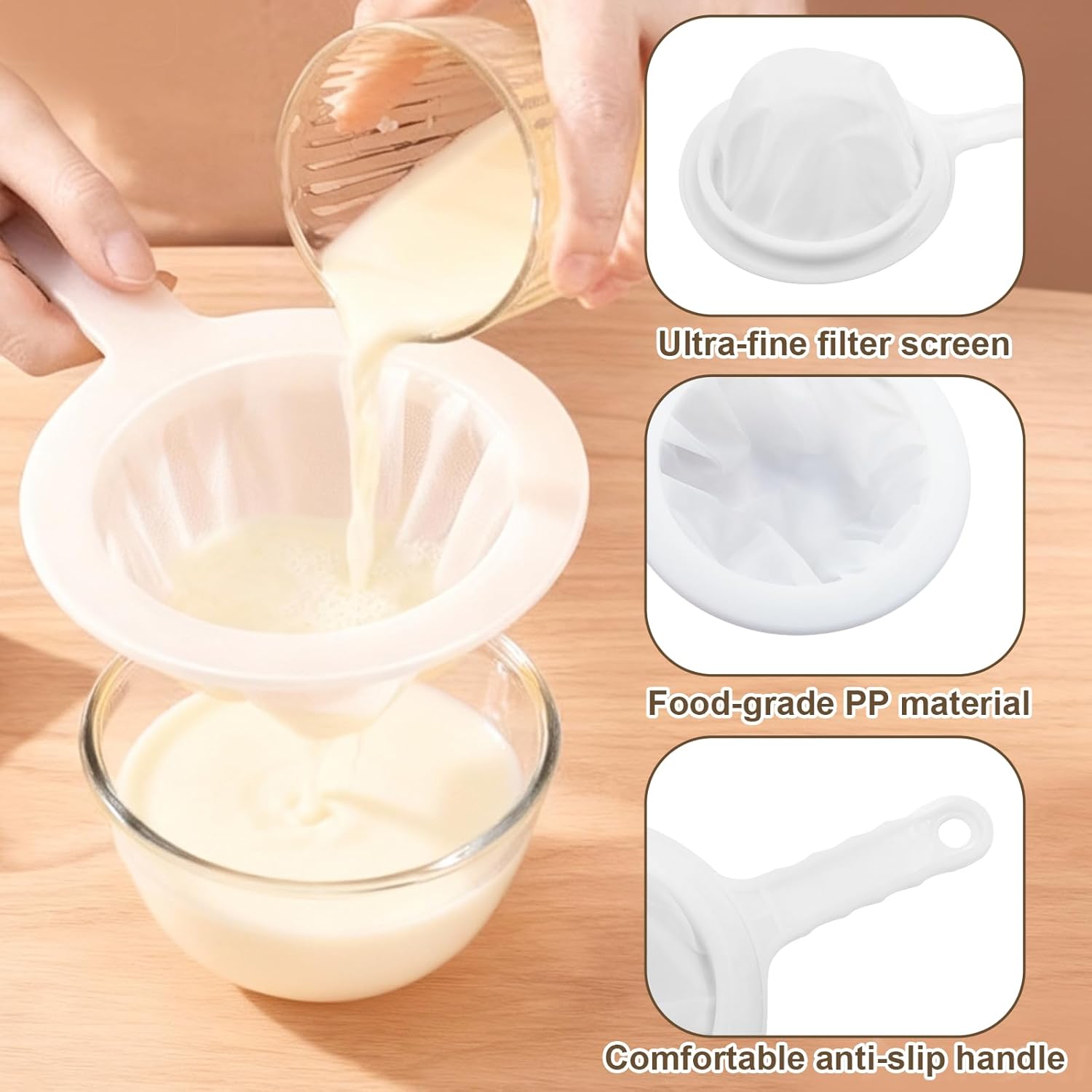 1 Pcs Fine Nylon Mesh Strainers 200 Mesh Fine Filter Spoon 5.7