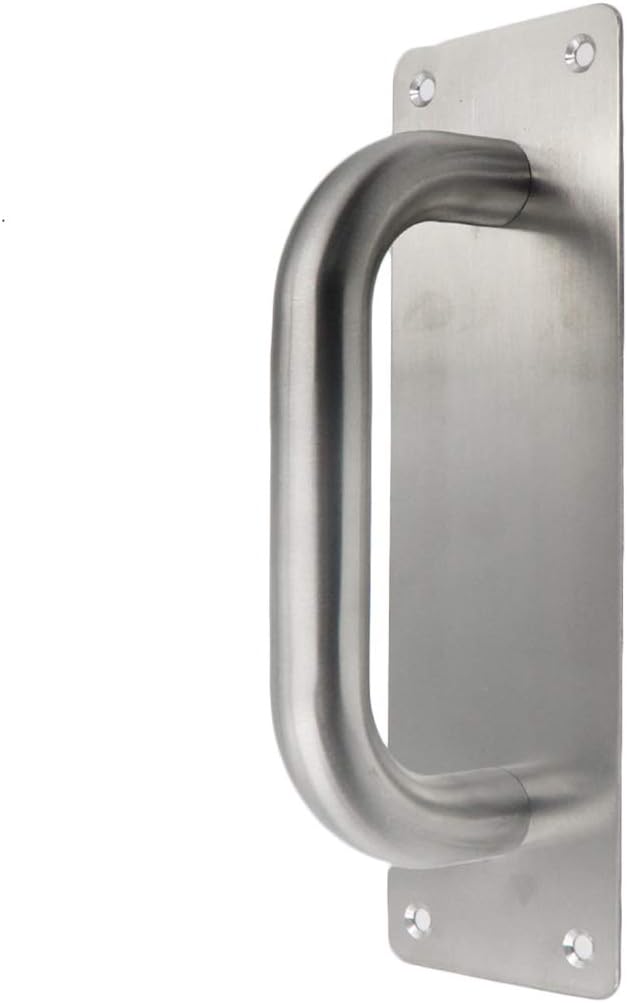Door Pull Handle with Plate Stainess Steel Heavy Duty Barn Door Handle Push Pull Handles for Shed Commercial Gate, Silver, 7-7/8-inch x 2-9/16-inch - Image 8
