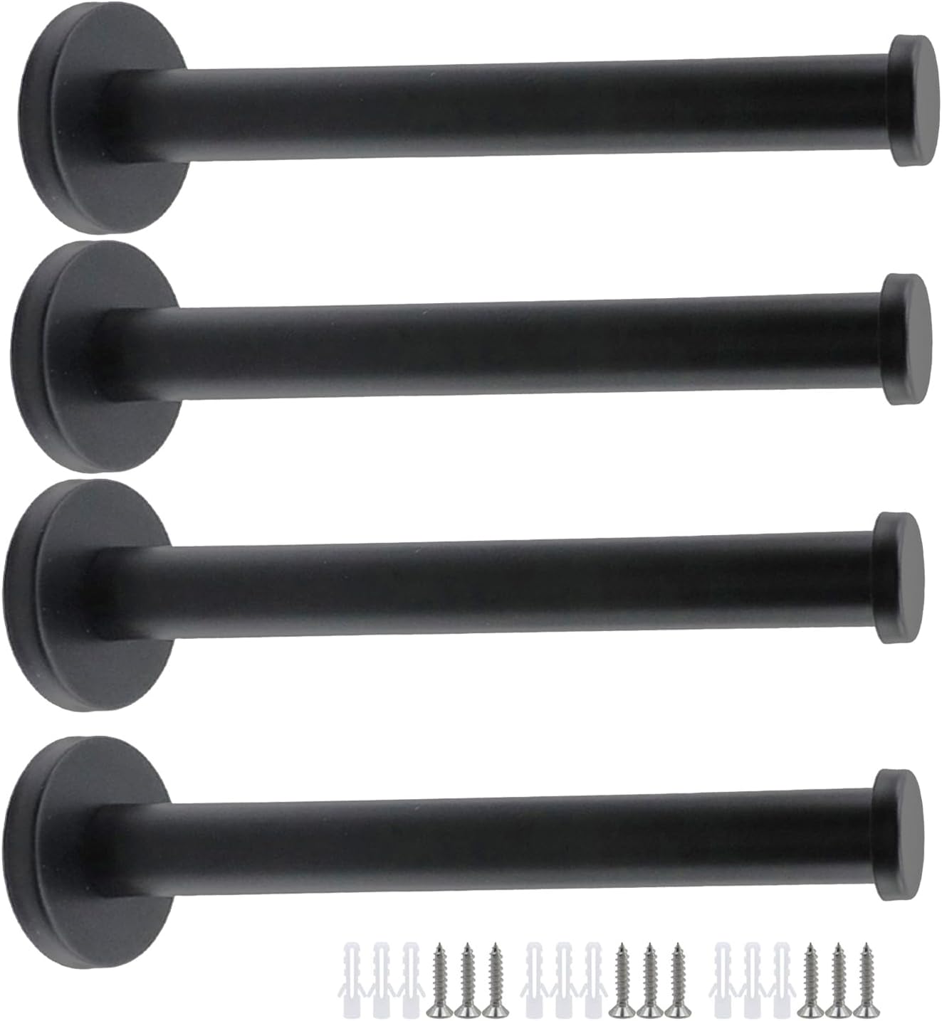 Wall Hooks Heavy Duty Coat Hooks Stainless Steel Clothes Hanger for Hanging Bathroom Towels Handbag Black 6-inch Length with 16mm Shank Dia - Pack of 4 - Image 1