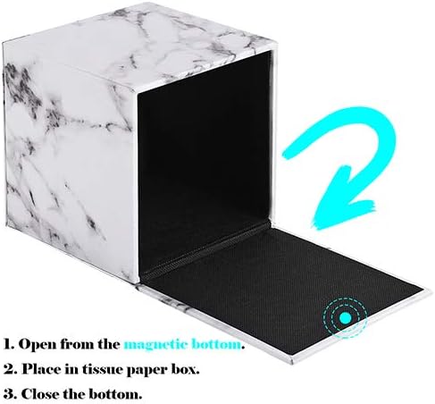Tissue Box Cover,Tissue Box Square,Marble Stripes Tissue Box Cover,Tissue Box Holder for Bathroom Accessories,PU Leather Tissue Holder,Marble Stripes - Image 2