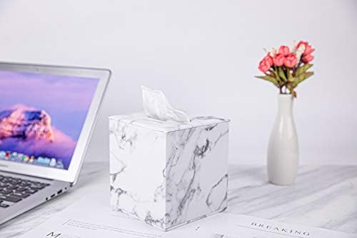 Tissue Box Cover,Tissue Box Square,Marble Stripes Tissue Box Cover,Tissue Box Holder for Bathroom Accessories,PU Leather Tissue Holder,Marble Stripes - Image 4