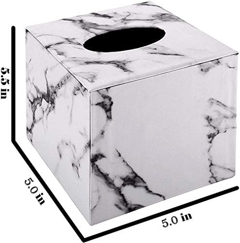 Tissue Box Cover,Tissue Box Square,Marble Stripes Tissue Box Cover,Tissue Box Holder for Bathroom Accessories,PU Leather Tissue Holder,Marble Stripes - Image 5