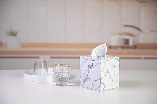 Tissue Box Cover,Tissue Box Square,Marble Stripes Tissue Box Cover,Tissue Box Holder for Bathroom Accessories,PU Leather Tissue Holder,Marble Stripes - Image 6