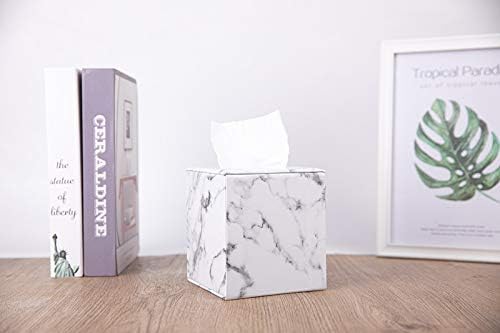 Tissue Box Cover,Tissue Box Square,Marble Stripes Tissue Box Cover,Tissue Box Holder for Bathroom Accessories,PU Leather Tissue Holder,Marble Stripes - Image 7