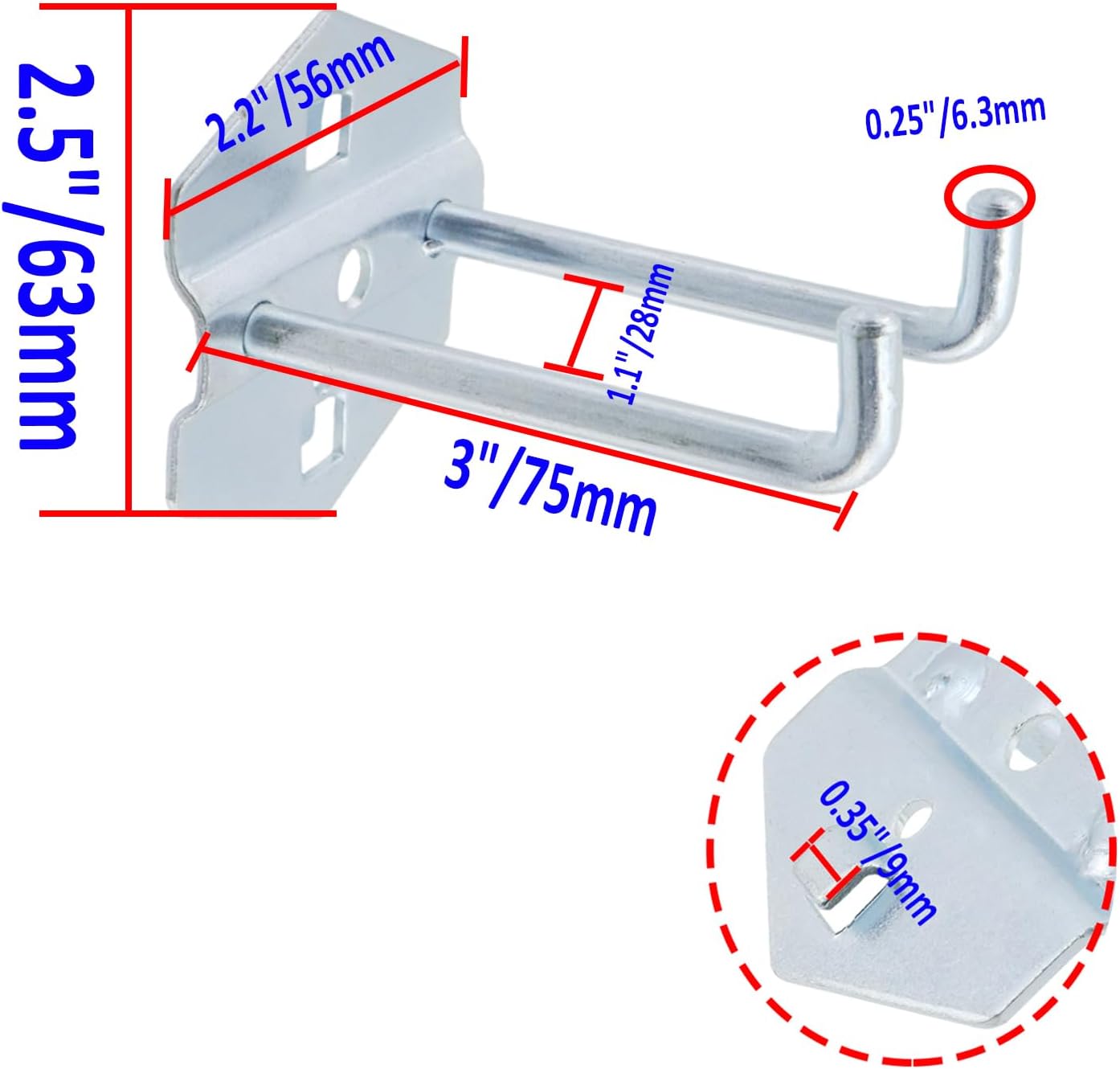 Pegboard Hooks Heavy Duty Metal Steel 3/8
