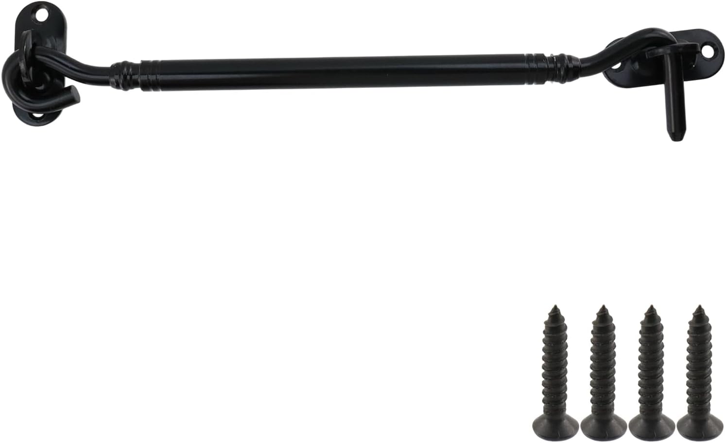 Gate Latch Hook and Eye Latch for Door Barn Door Lock Stainless Steel Door Latch for Shutters Window Shed Cabinet Black 8-inch Length - 2pcs - Image 3