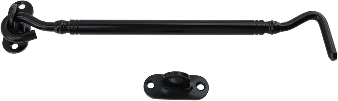 Gate Latch Hook and Eye Latch for Door Barn Door Lock Stainless Steel Door Latch for Shutters Window Shed Cabinet Black 8-inch Length - 2pcs - Image 5