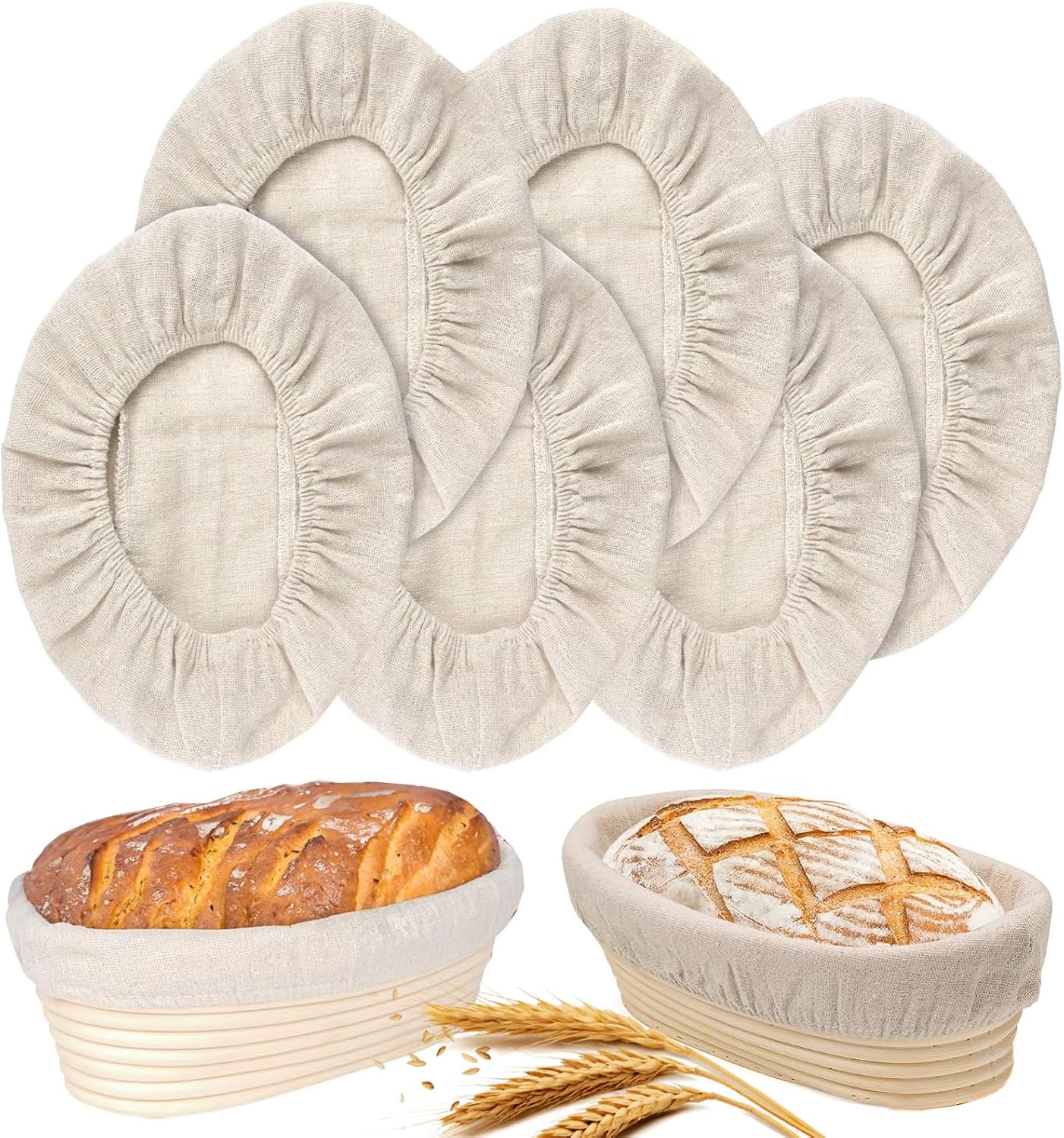 6 Packs Oval Banneton Cloth Liner for Bread Sourdough Proofing，10 inches，Natural Rattan Bread Proofing Cover for Banneton Basket Homemade Baking Dough（Basket Not Included） - Image 1