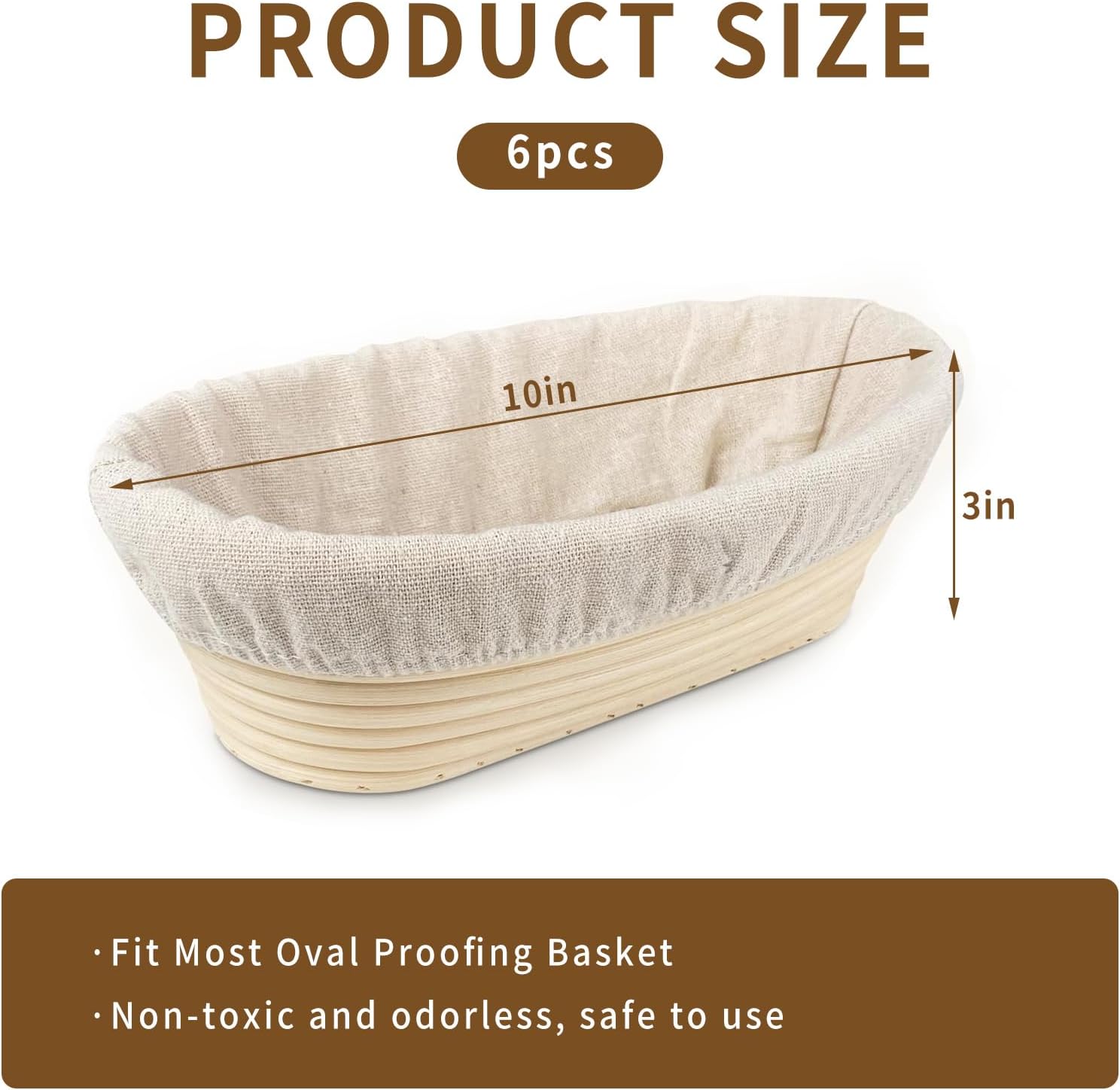6 Packs Oval Banneton Cloth Liner for Bread Sourdough Proofing，10 inches，Natural Rattan Bread Proofing Cover for Banneton Basket Homemade Baking Dough（Basket Not Included） - Image 2