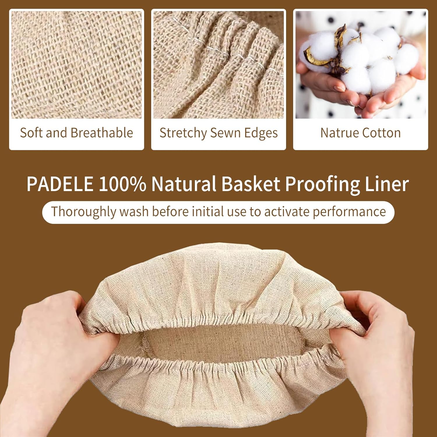 6 Packs Oval Banneton Cloth Liner for Bread Sourdough Proofing，10 inches，Natural Rattan Bread Proofing Cover for Banneton Basket Homemade Baking Dough（Basket Not Included） - Image 3