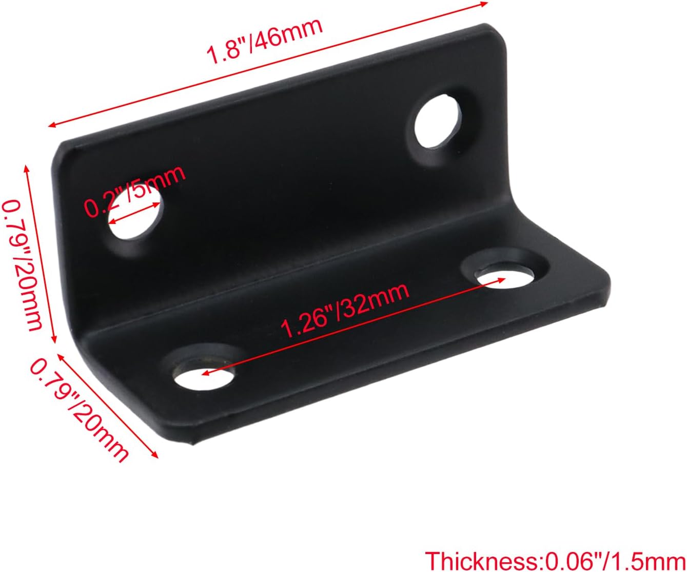 L Bracket for Shelves Heavy Duty Corner Brace Stainless Steel Shelf Brackets Metal Braces for Wood Furniture Cabinet Chair, Black ,1.8