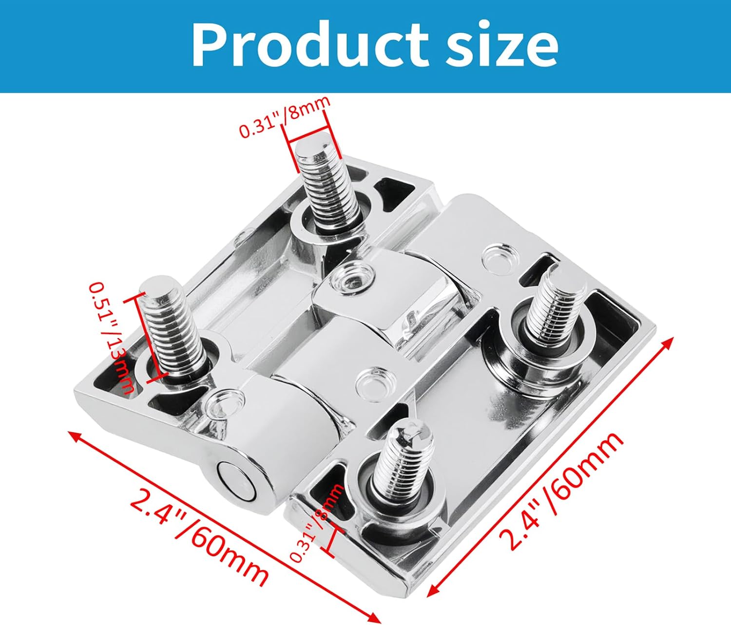 Cabinet Hinge Zinc Alloy Door Hinges with Screw Bolts Polished Chrom Silver Butt Hinge for Electrical Distribution Boxes 2