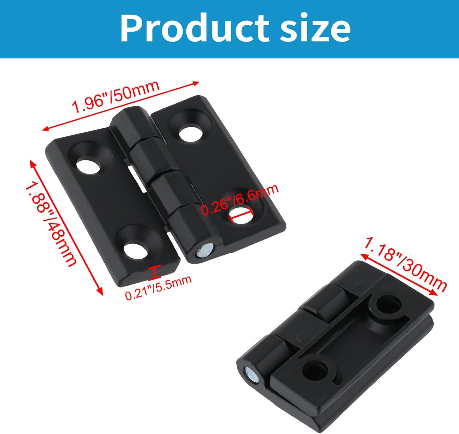 Black Butt Hinge Zinc Alloy Door Hinge Heavy Duty Boat Hatch Hinges Residential Bed Room Hinge for Doors Hardware 1.96