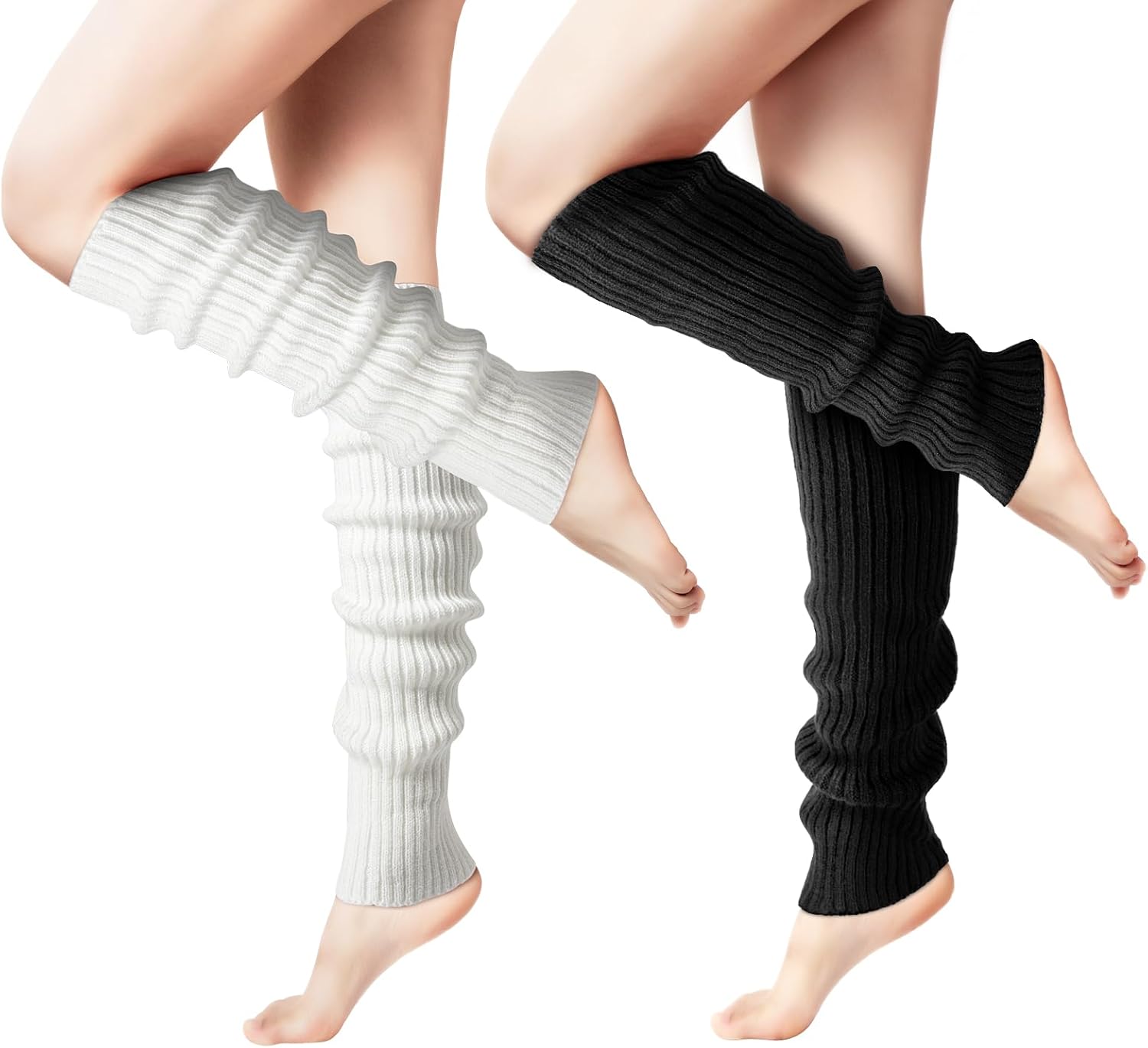 Leg Warmers, 2 Pairs Fashion Knit Neon Leg Warmers, Ribbed Knit Leg Warmer Socks for Yoga, Sports Party - Image 1