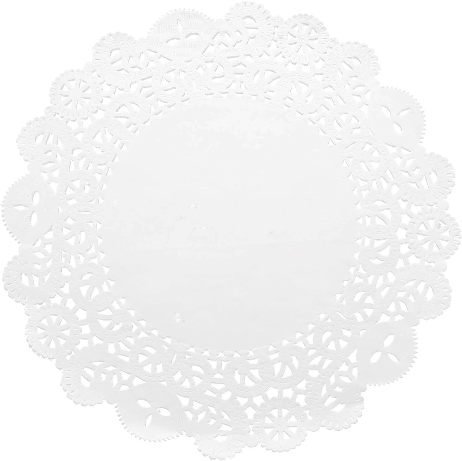 Efavormart 100 Pack Round White Paper Doilies, Food Grade Lace Paper Placemats - 14