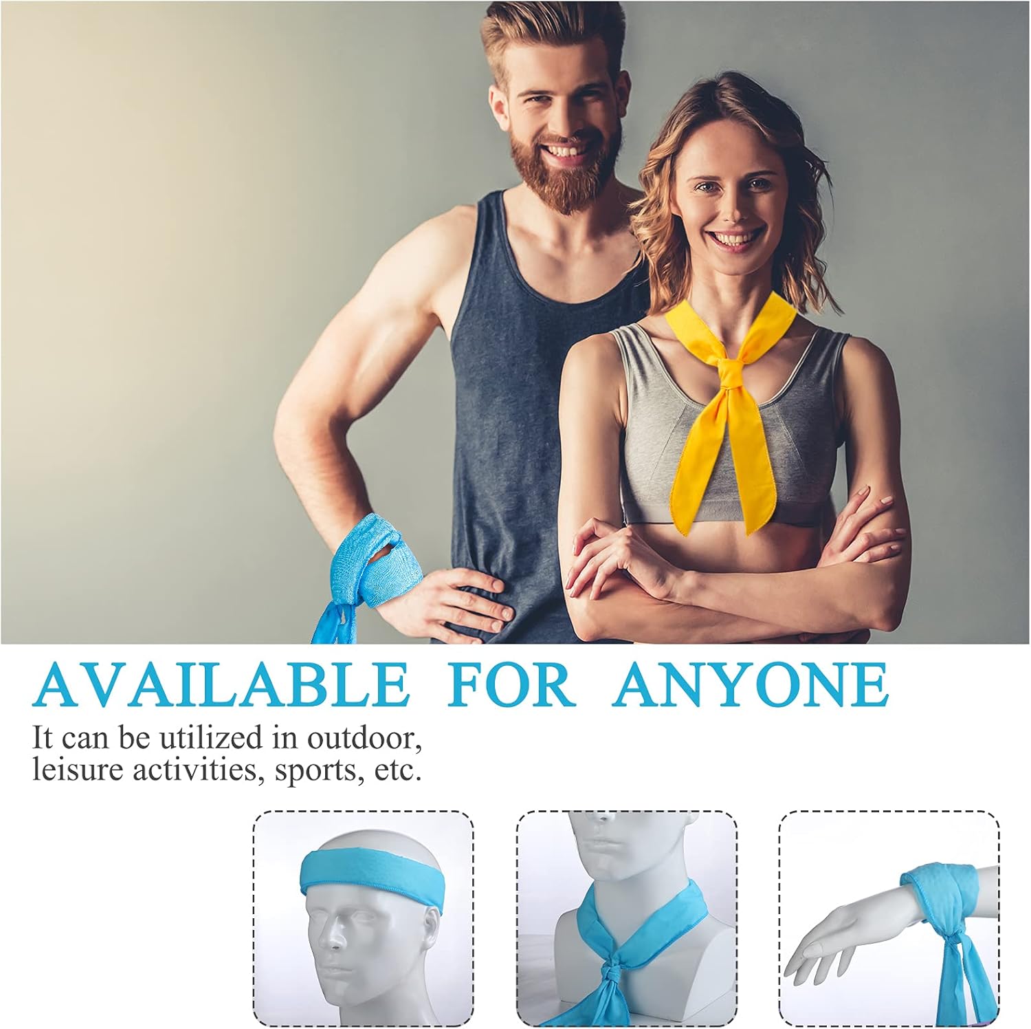 Ice Cooling Scarf Cooling Neck Bandana Wrap Headband for Men Women Outdoor Activities - Image 2