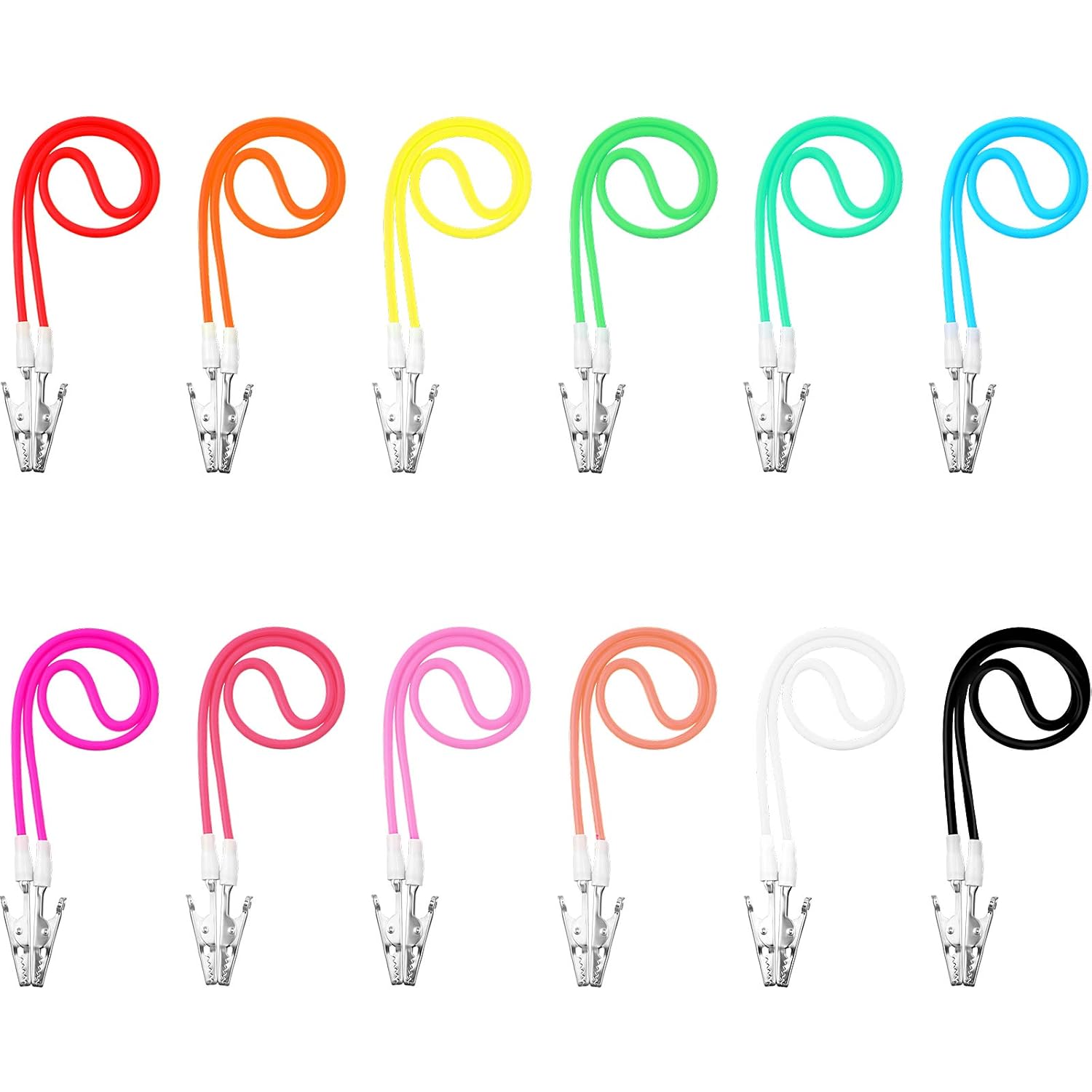 12 Pcs Silicone Dental Bib Clips Colorful Napkin Clips Bib Holder Dentist Napkin Chain Neck Chain with Lanyard for Elderly Adult Patient Towels Restaurant Cloth Travel(Bright Color Series) - Image 2