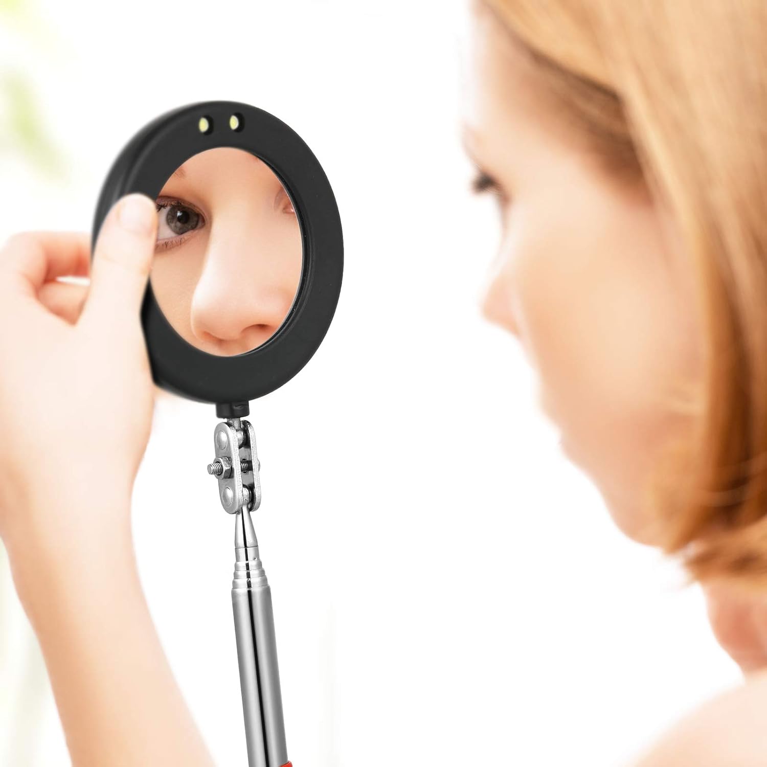 2 Pieces LED Mirror Inspection Telescoping Round Square Mirror Inspection Tool for Check The Condition of Vehicle, Observe The Eyelashes, Mouth and Other Small Parts - Image 5