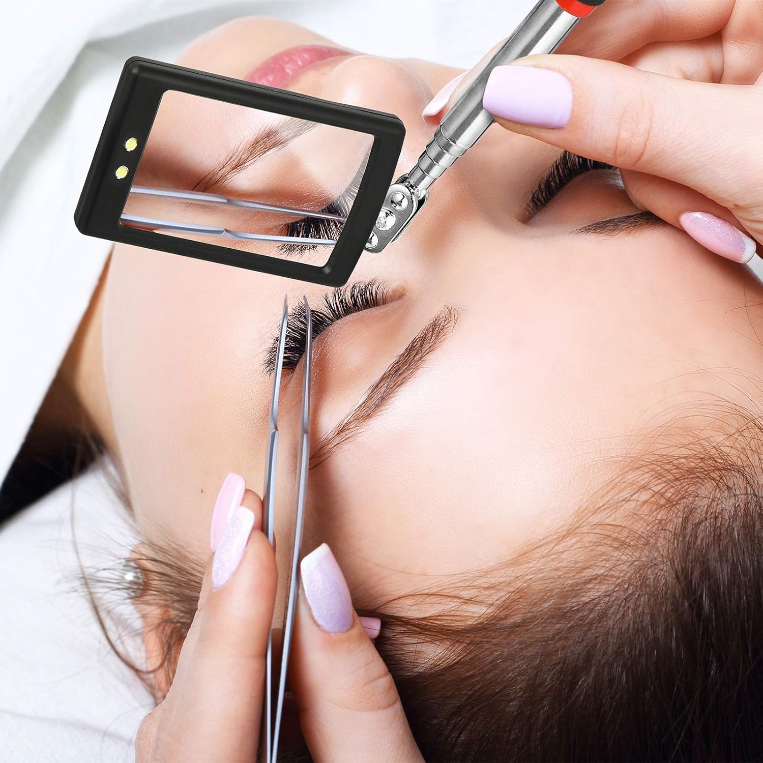 2 Pieces LED Mirror Inspection Telescoping Round Square Mirror Inspection Tool for Check The Condition of Vehicle, Observe The Eyelashes, Mouth and Other Small Parts - Image 6