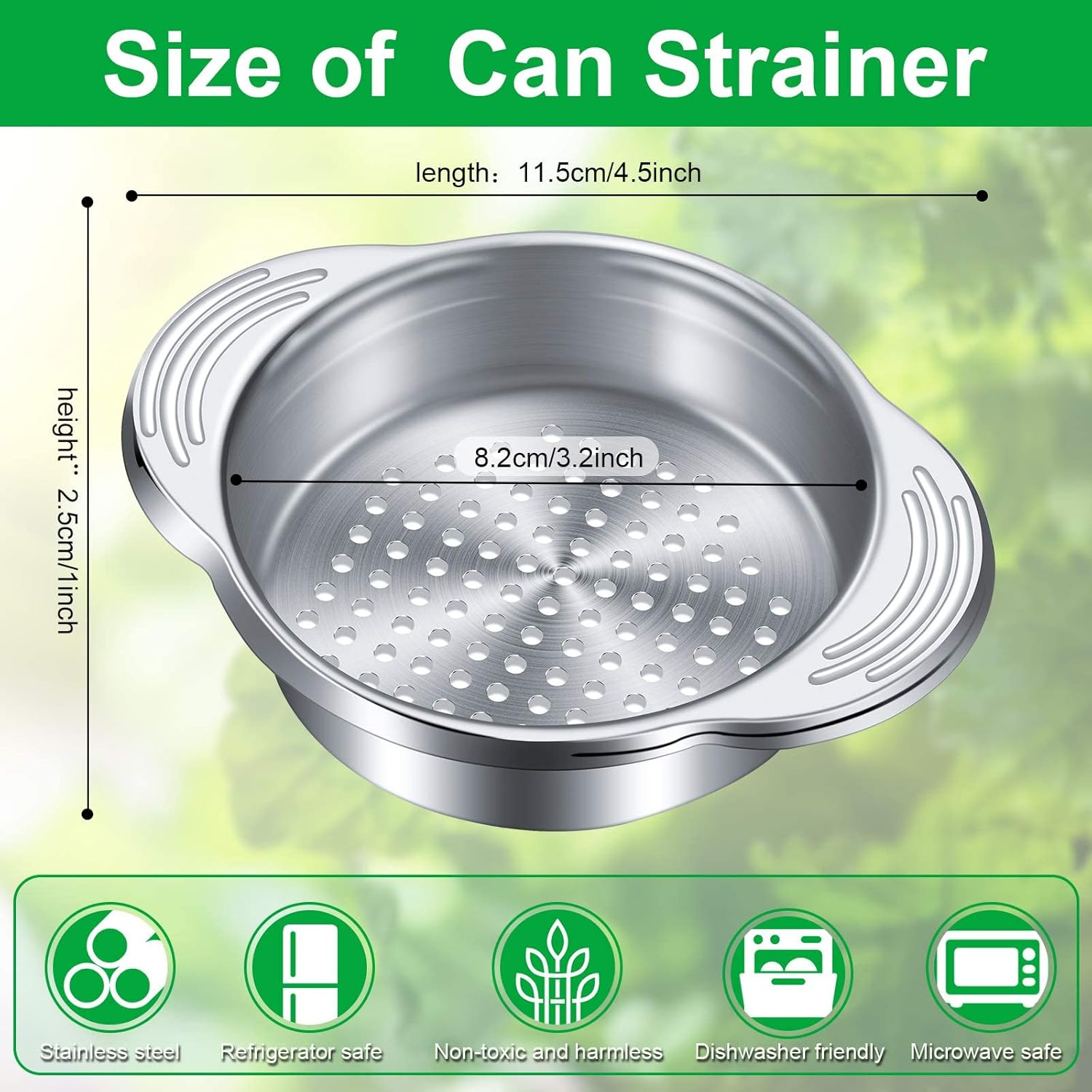 1 Piece Tuna Can Strainer Stainless Steel Food Strainer Sieve Metal Press Lid Canning Colander Oil Drainer Tuna Filter for Beans Vegetables - Image 2