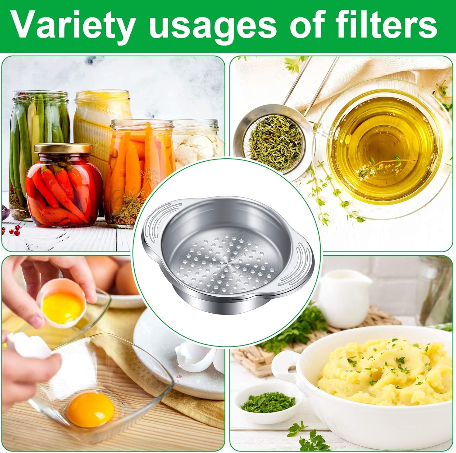 1 Piece Tuna Can Strainer Stainless Steel Food Strainer Sieve Metal Press Lid Canning Colander Oil Drainer Tuna Filter for Beans Vegetables - Image 5