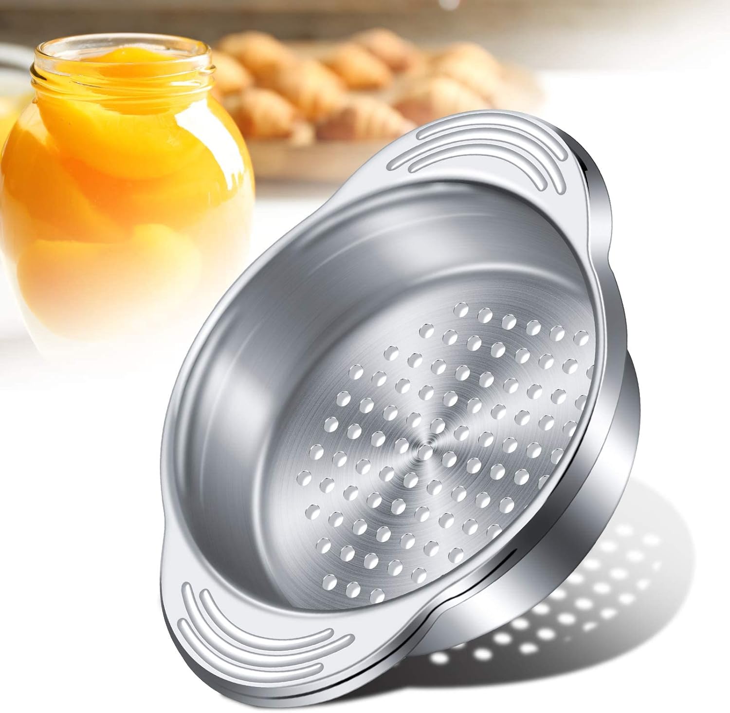 1 Piece Tuna Can Strainer Stainless Steel Food Strainer Sieve Metal Press Lid Canning Colander Oil Drainer Tuna Filter for Beans Vegetables - Image 7