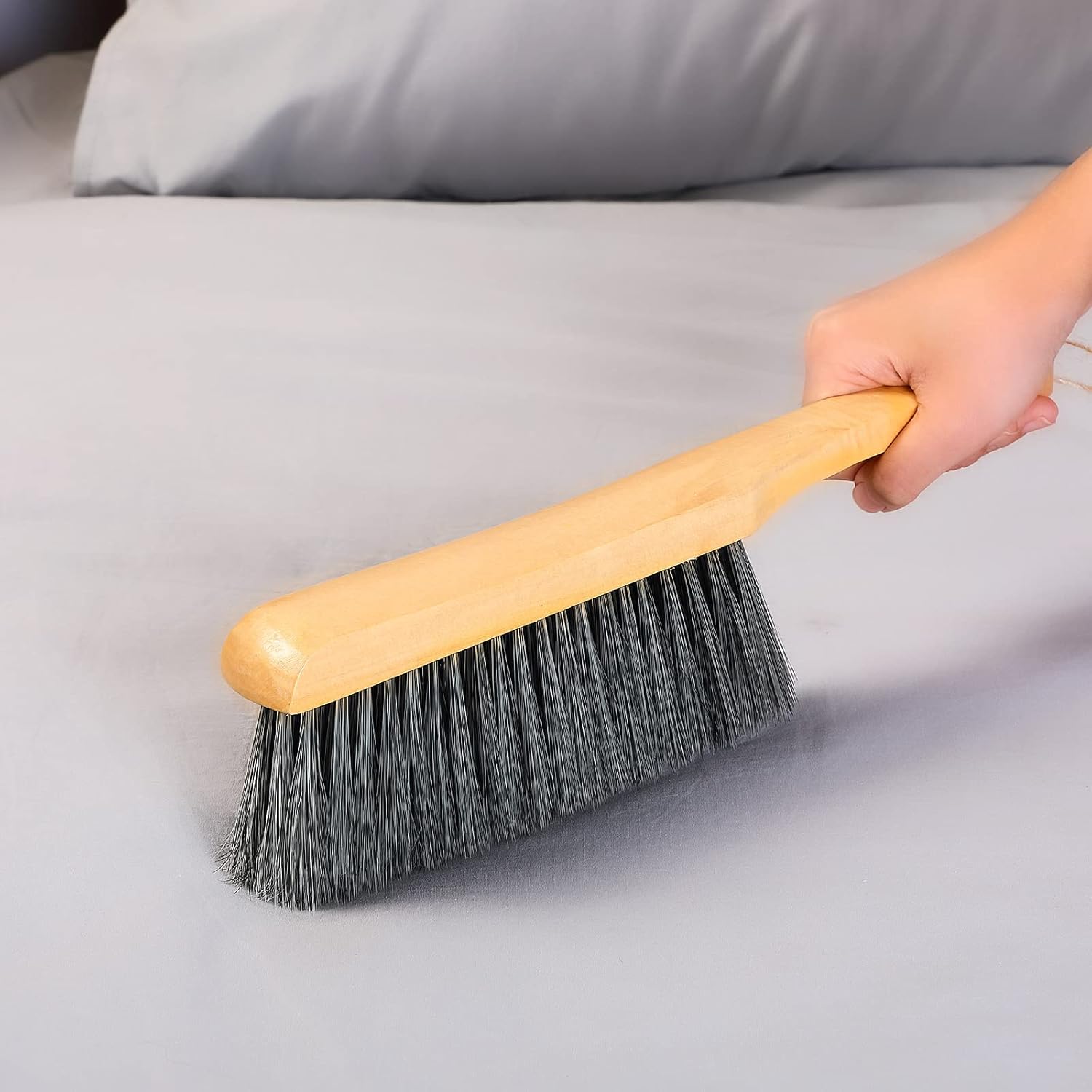 2 Pieces Wooden Bench Brushes Fireplace Brush Natural Fiber Bench Soft Bristles Long Wood Handle Dust for Hearth Tidy Car Home Workshop Woodworking(Gray) - Image 6