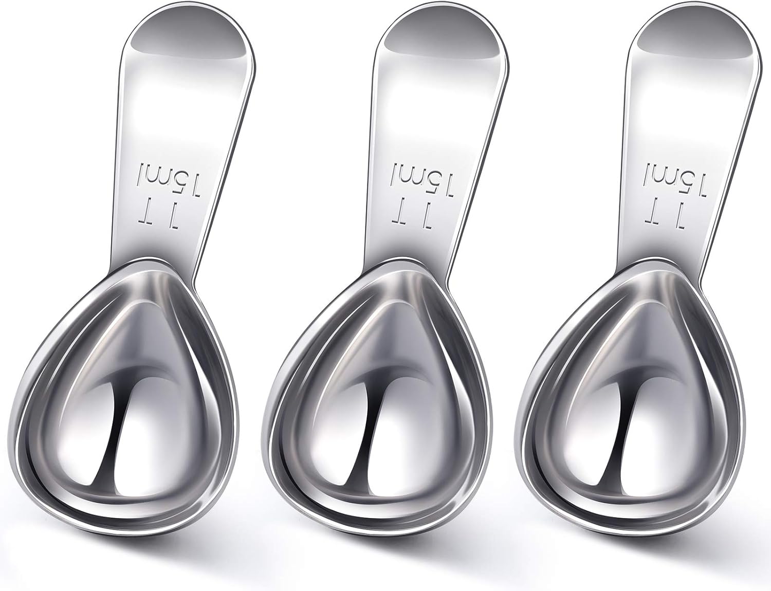 3 Pieces Coffee Scoop Tablespoon Measuring Spoons Stainless Steel Coffee Scoops Short Handle Tablespoon for Tea Sugar Kitchen Gifts(15 ml,Silver) - Image 1