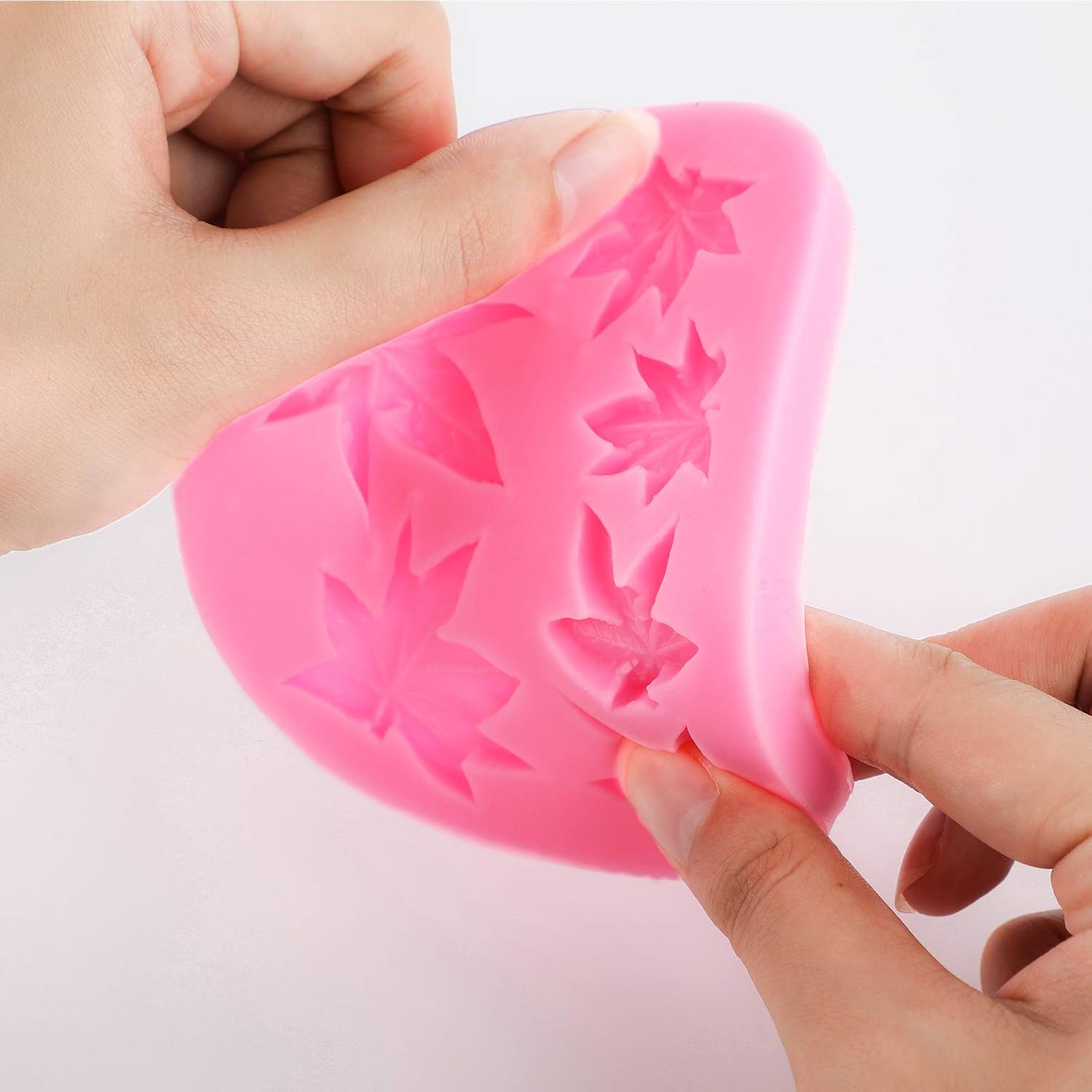 2 Pieces Weed Leaf Cake Fondant Mold Pot Leaves Silicone Mold for Weed Leaf Theme Cake Decoration, Chocolate Candy Polymer Clay Cookie Sugar Craft (Rose Red) - Image 3