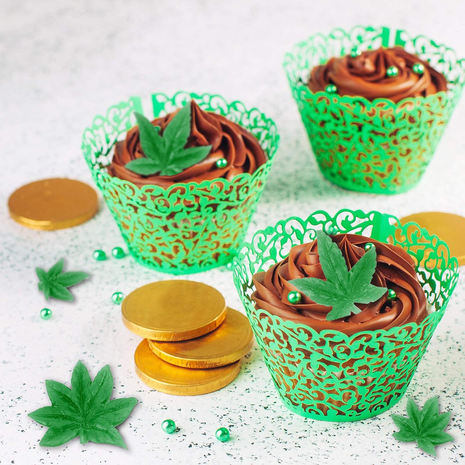 2 Pieces Weed Leaf Cake Fondant Mold Pot Leaves Silicone Mold for Weed Leaf Theme Cake Decoration, Chocolate Candy Polymer Clay Cookie Sugar Craft (Rose Red) - Image 6
