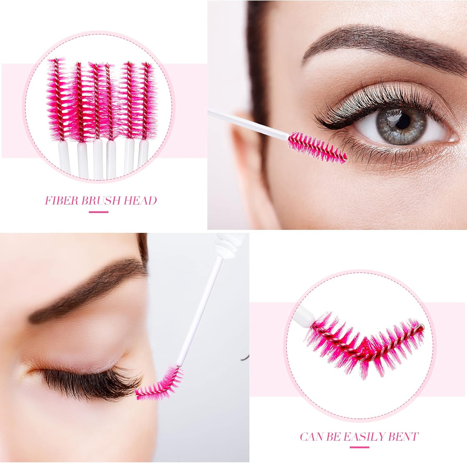 80 Pieces Disposable Mascara Brushes Tubes Set, 40 Pieces Empty Mascara Wand Tube with 40 Pieces Eyelash Brush Makeup Tool for Eyelash Extension(Pink Gold Sequins Style) - Image 5