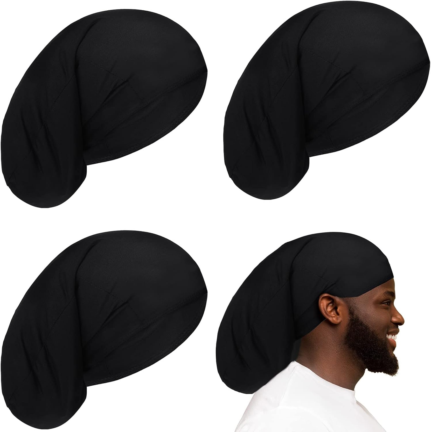 4 Pieces Unisex Dreadlock Cap Long Hair Dreads Head Wrap Sleeping Cap Hair Accessories Sleep Bonnet for Men Women - Image 1