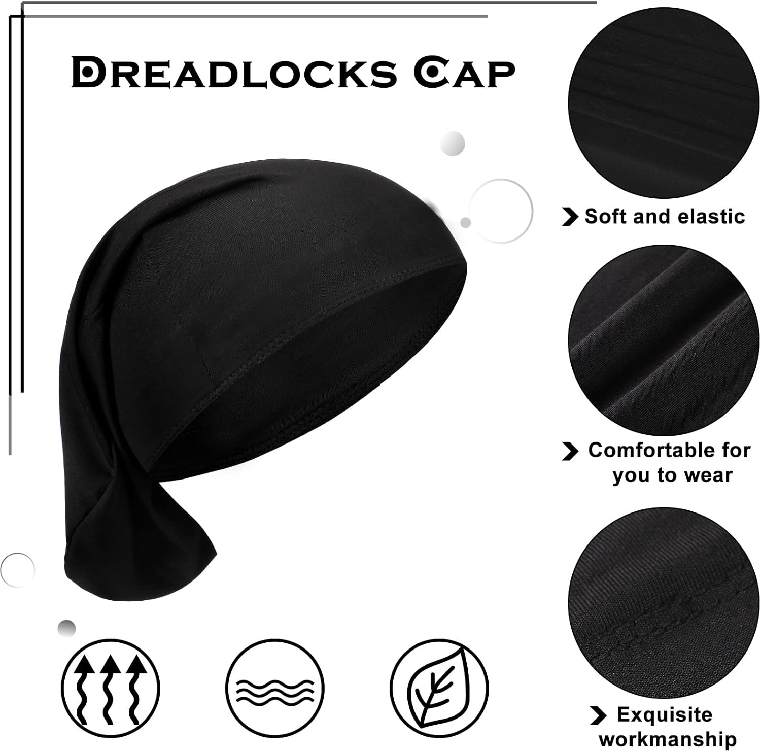 4 Pieces Unisex Dreadlock Cap Long Hair Dreads Head Wrap Sleeping Cap Hair Accessories Sleep Bonnet for Men Women - Image 5