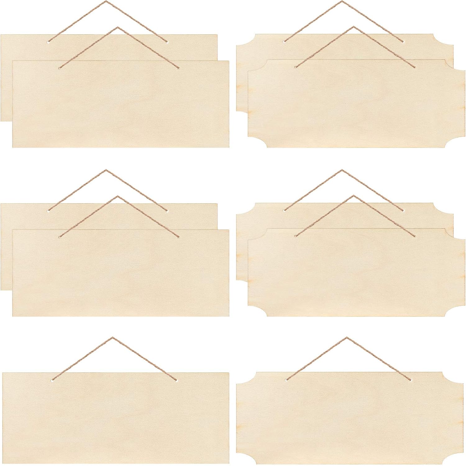 10 Pcs Unfinished Hanging Wood Sign Easter 9.8 x 3.9 Inch Rectangle Blank Wooden Plaque Blank Hanging Wooden Slices Banners with Ropes for Spring Painting Writing DIY Crafts - Image 1