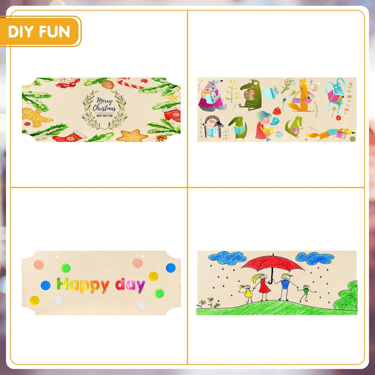 10 Pcs Unfinished Hanging Wood Sign Easter 9.8 x 3.9 Inch Rectangle Blank Wooden Plaque Blank Hanging Wooden Slices Banners with Ropes for Spring Painting Writing DIY Crafts - Image 4