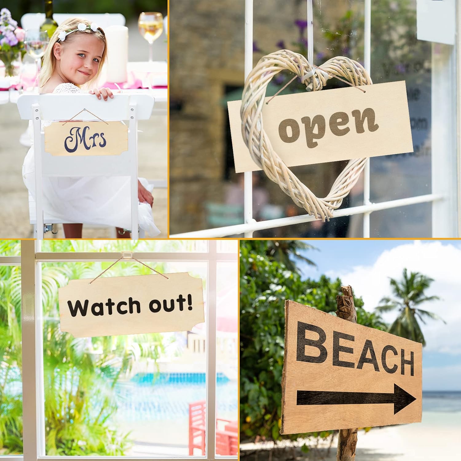 10 Pcs Unfinished Hanging Wood Sign Easter 9.8 x 3.9 Inch Rectangle Blank Wooden Plaque Blank Hanging Wooden Slices Banners with Ropes for Spring Painting Writing DIY Crafts - Image 6