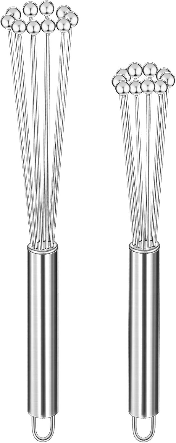2 Pieces Stainless Steel Ball Whisk Wire Egg Whisk Set Kitchen for Cooking, Blending, Whisking, Beating, Stirring(10 Inch and 12 Inch) - Image 1