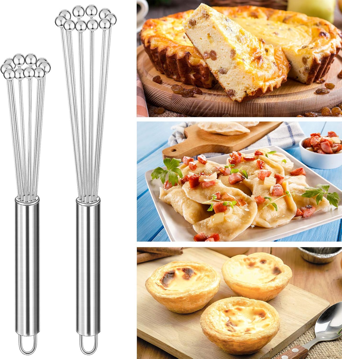 2 Pieces Stainless Steel Ball Whisk Wire Egg Whisk Set Kitchen for Cooking, Blending, Whisking, Beating, Stirring(10 Inch and 12 Inch) - Image 7