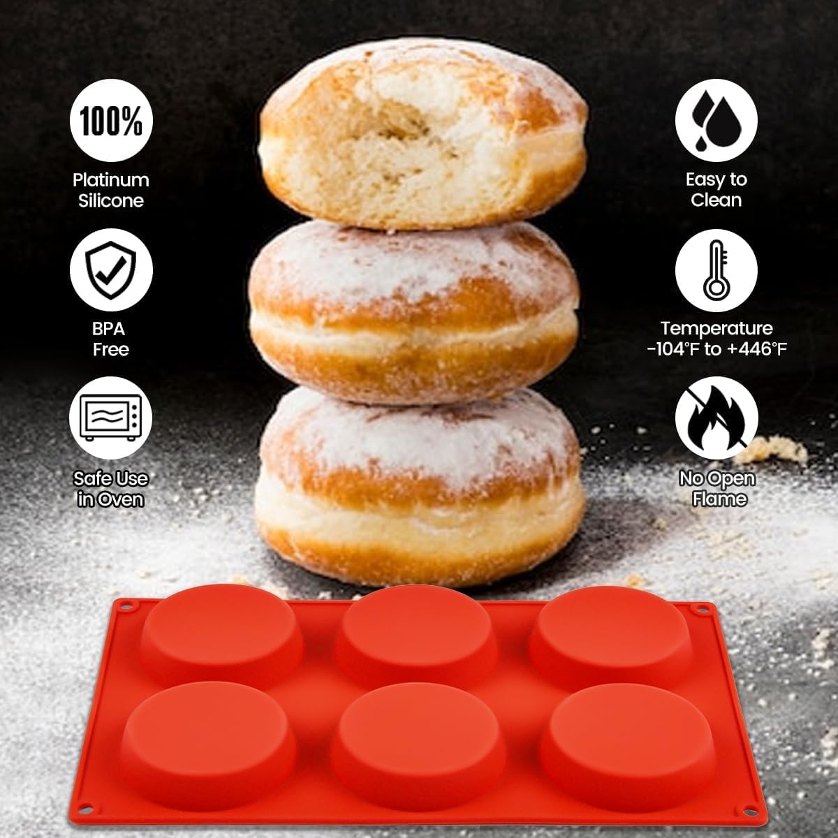 Muffin Top Pan, Silicone Egg Molds for Breakfast Sandwiches 3 Inch Round Silicone Baking Molds for Baking English Muffins, Whoopie Pies, Corn Bread, Egg Bites, Tarts 3 Pack - Image 3