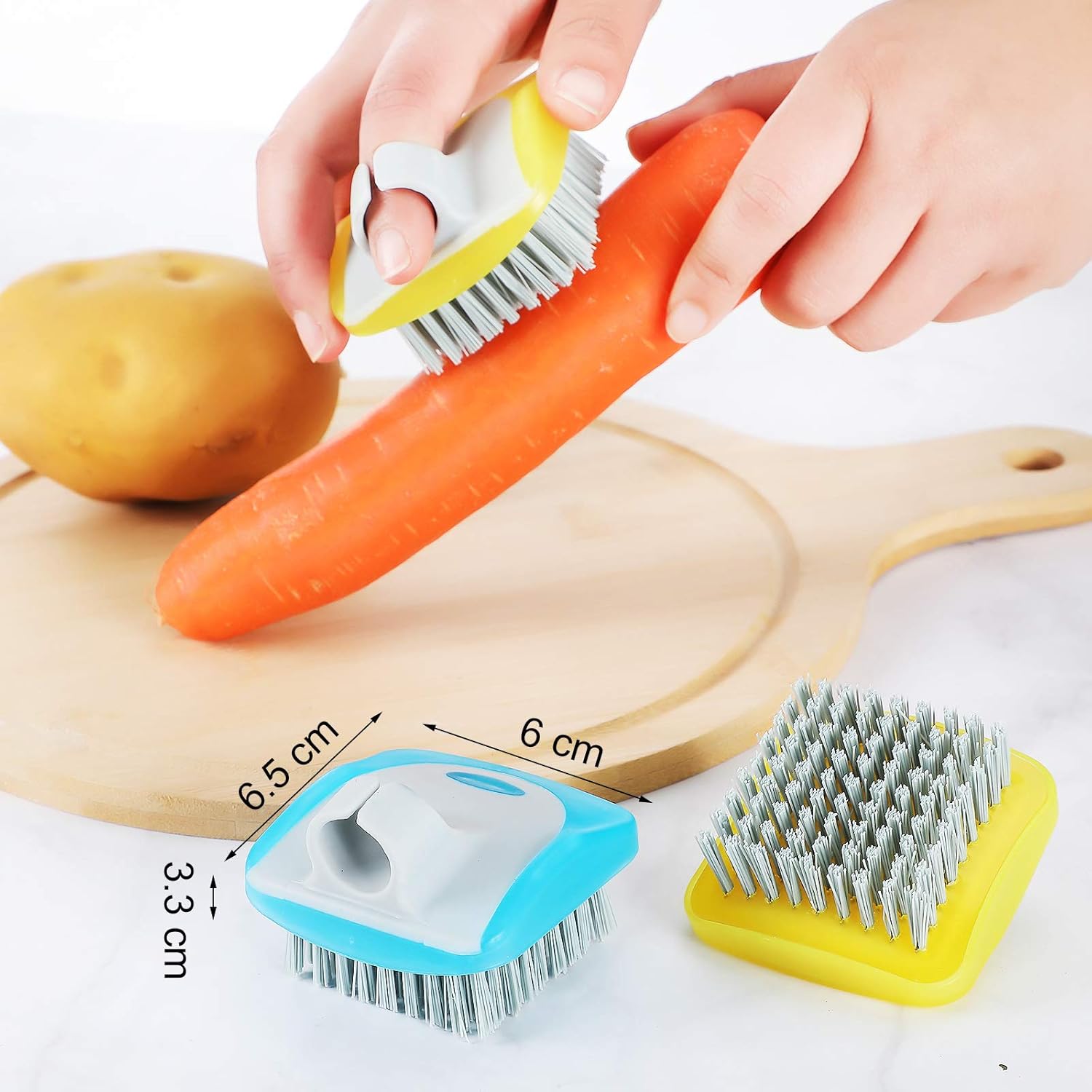 3 Pieces Vegetable Brush Potato Scrubber Vegetable Scrubber for Food Flexible Bristles Kitchen Brush for Fruits, Potatoes, Carrots Kitchen Gadgets Set in Random Color - Image 2