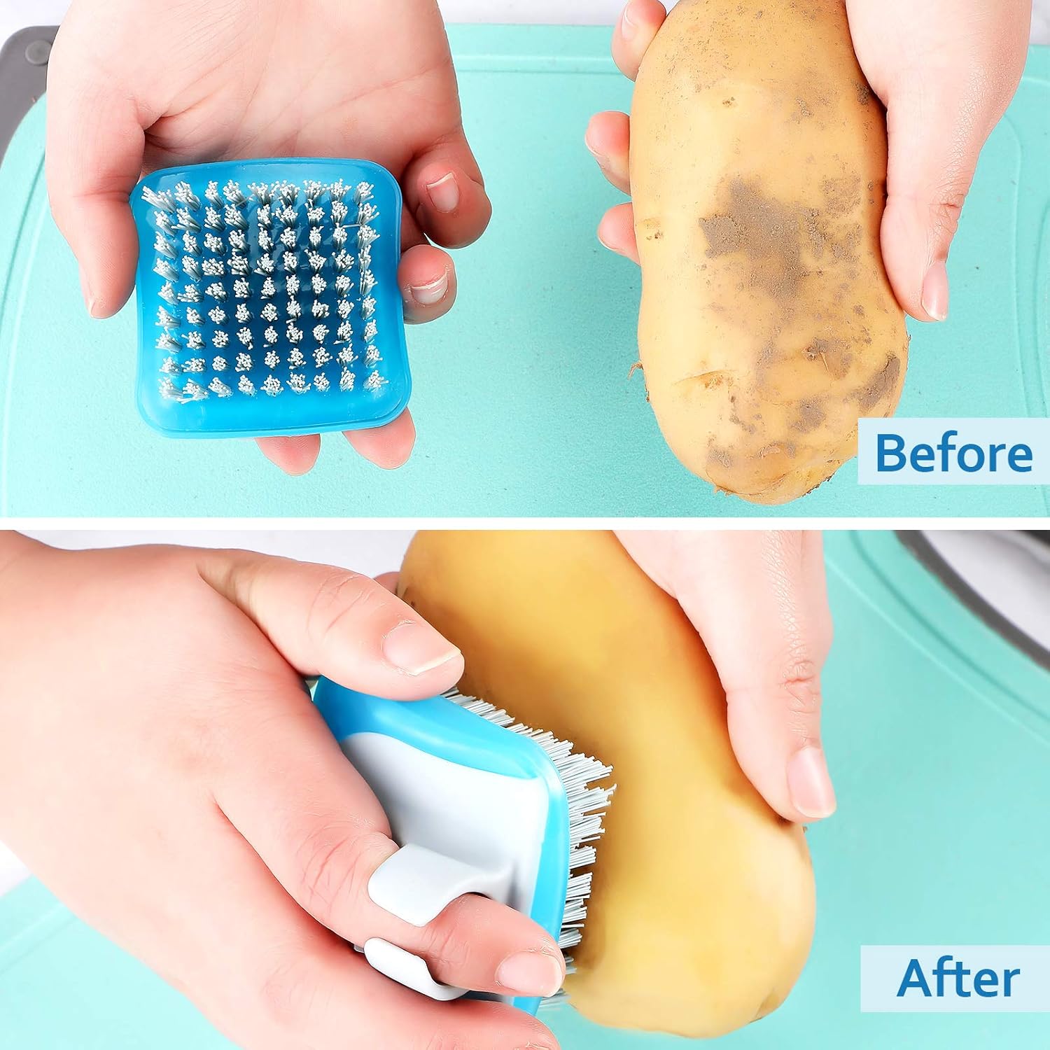 3 Pieces Vegetable Brush Potato Scrubber Vegetable Scrubber for Food Flexible Bristles Kitchen Brush for Fruits, Potatoes, Carrots Kitchen Gadgets Set in Random Color - Image 3