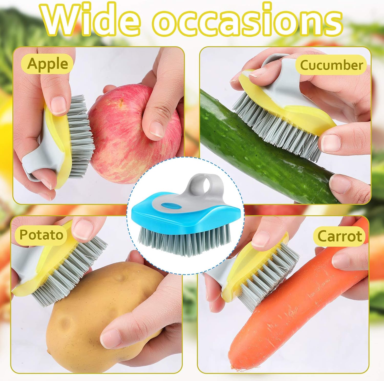 3 Pieces Vegetable Brush Potato Scrubber Vegetable Scrubber for Food Flexible Bristles Kitchen Brush for Fruits, Potatoes, Carrots Kitchen Gadgets Set in Random Color - Image 4