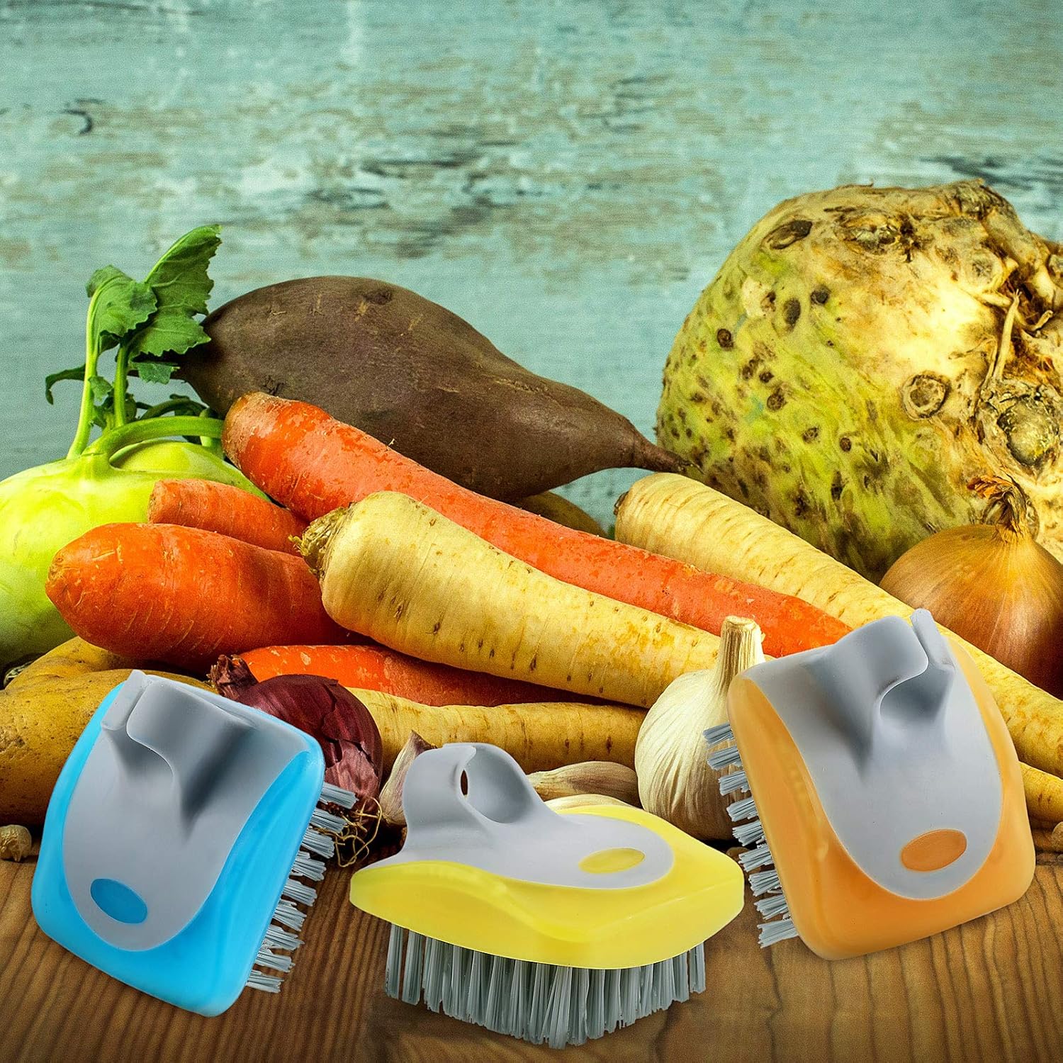 3 Pieces Vegetable Brush Potato Scrubber Vegetable Scrubber for Food Flexible Bristles Kitchen Brush for Fruits, Potatoes, Carrots Kitchen Gadgets Set in Random Color - Image 6