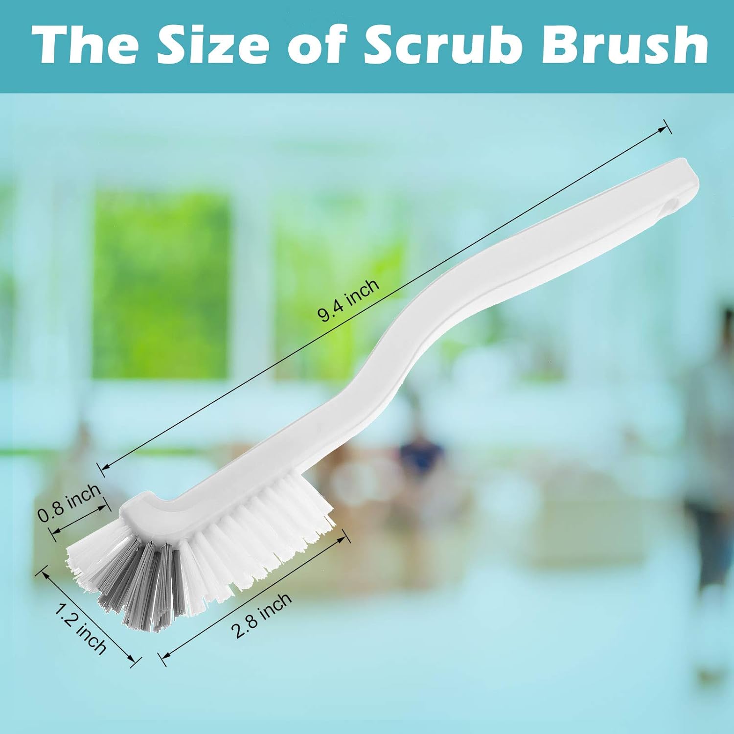 5 Piece Cleaning Dish Scrub Brush Kitchen Sink Bathroom Brushes, Household Pot Pan Dishwasher Edge Corners Grout Deep Cleaning Brush with Stiff Bristles (White and Black) - Image 2