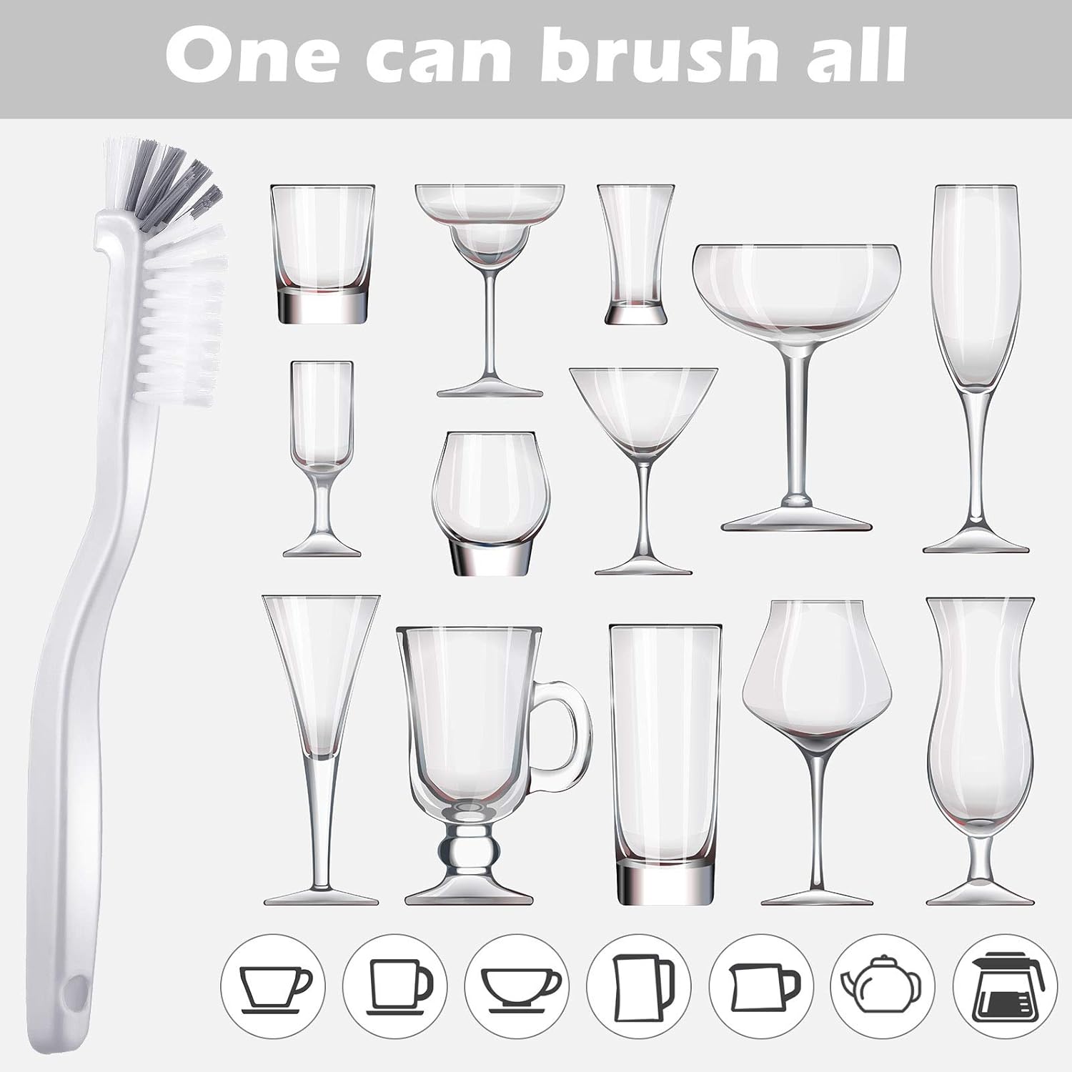5 Piece Cleaning Dish Scrub Brush Kitchen Sink Bathroom Brushes, Household Pot Pan Dishwasher Edge Corners Grout Deep Cleaning Brush with Stiff Bristles (White and Black) - Image 3