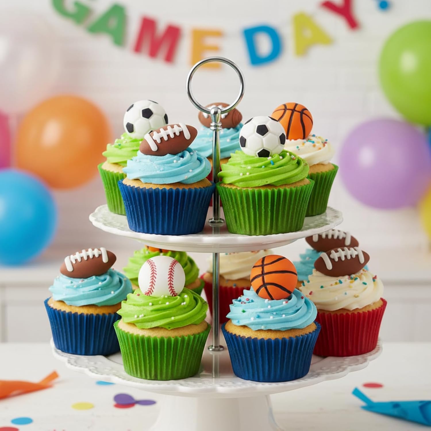 2 Pack Sports Fondant Mold for Cake Decoration, Football Basketball Baseball Soccer Silicone Molds for Valentine's Day DIY Chocolate Candy Mold Cake Decoration Cupcake Topper Polymer Clay - Image 4