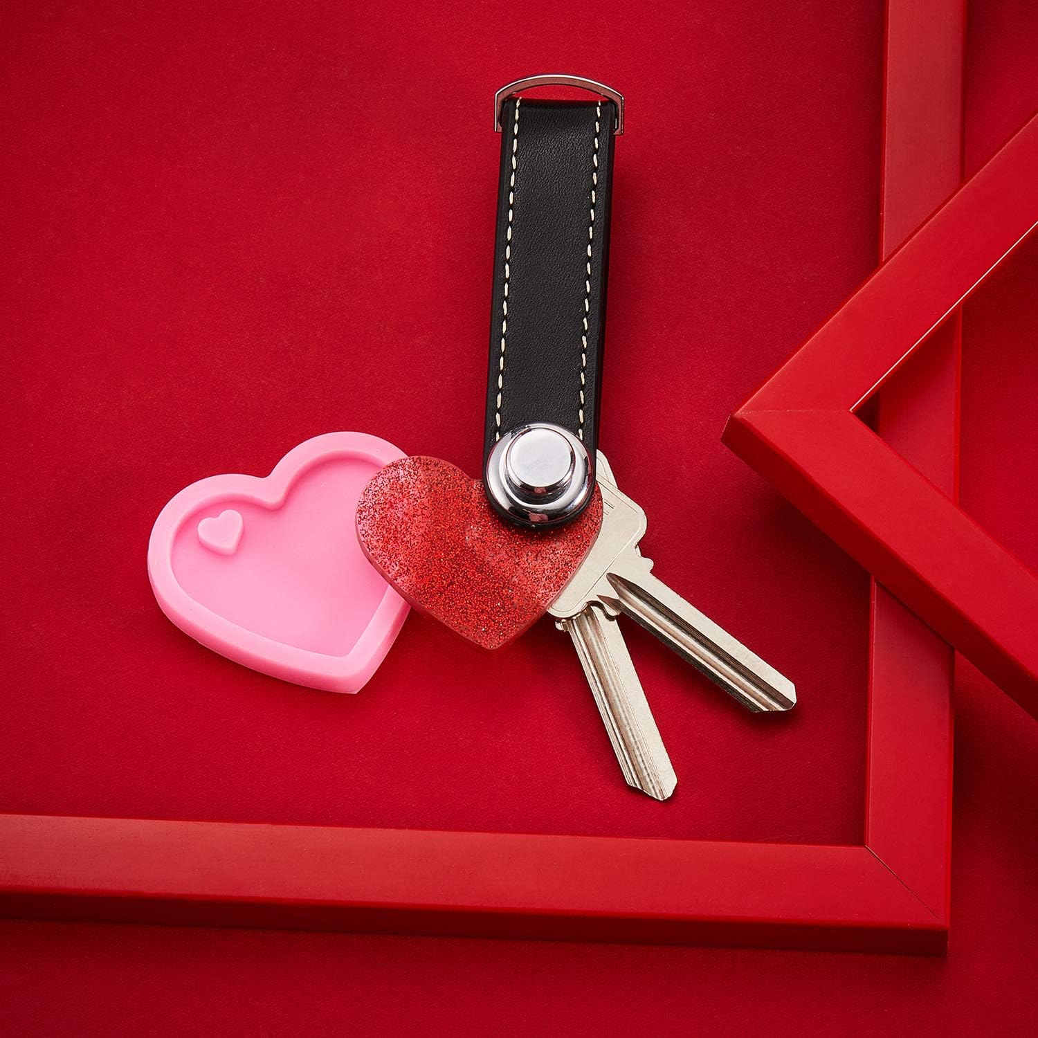 4 Pieces Heart Resin Keychain Molds for Epoxy Resin Easter Mother's Day Silicone Fondant Molds Love Keychain Gift with 20 Pieces Key Rings for DIY Decoration, Homemade Dessert - Image 7